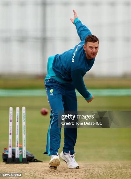 Josh Hazlewood of Australia in action during Australia training prior to the ICC World Test Championship Final 2023 at The County Ground on June 01,...