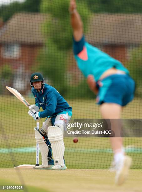 Steve Smith of Australia in action during Australia training prior to the ICC World Test Championship Final 2023 at The County Ground on June 01,...