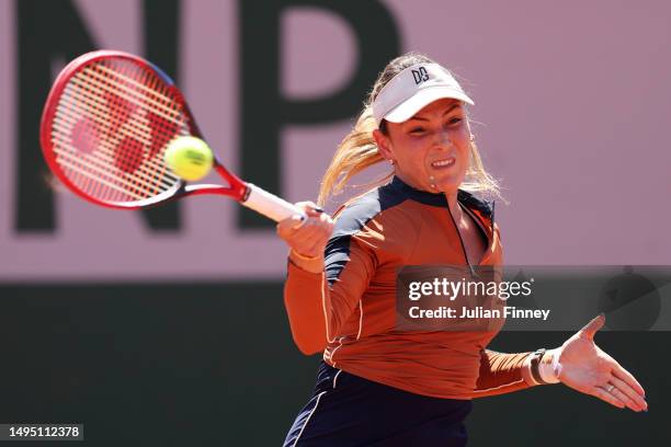Donna Vekic of Croatia plays a forehand against Bernarda Pera of United States during the Women's Singles Second Round match on Day Five of the 2023...