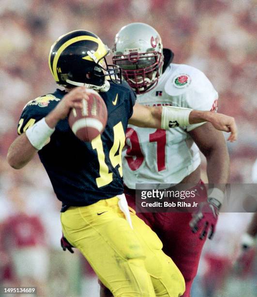 Michigan Wolverines Quarterback Brian Griese during Rose Bowl Game action against Washington State Cougars, January 1, 1998 in Pasadena, California.