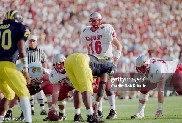 Washington State Cougars Quarterback Ryan Leaf during Rose Bowl Game action against Michigan Wolverines, January 1, 1998 in Pasadena, California.