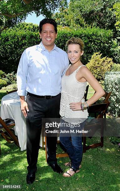 Agent Kurt Patino and actress Farah Fath attend actress Kelly Stables' baby shower at a private residence on July 29, 2012 in Sherman Oaks,...