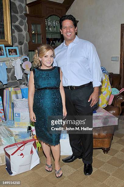 Actress Kelly Stables' and Agent Kurt Patino attend actress Kelly Stables' baby shower at a private residence on July 29, 2012 in Sherman Oaks,...