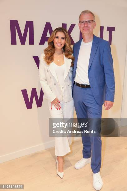 Victoria Swarovski and Olaf Koopmann attend the LASCANA Fashion Store Pre-Opening on June 01, 2023 in Cologne, Germany.