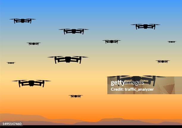 swarm of drones - drone stock illustrations