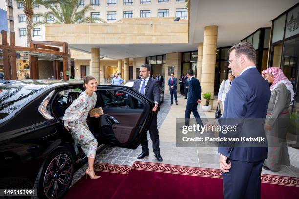 Crown Princess Victoria of Sweden and Prince Daniel of Sweden leave their hotel for the wedding of Crown Prince Al Hussein Bin Abdullah of Jordan on...