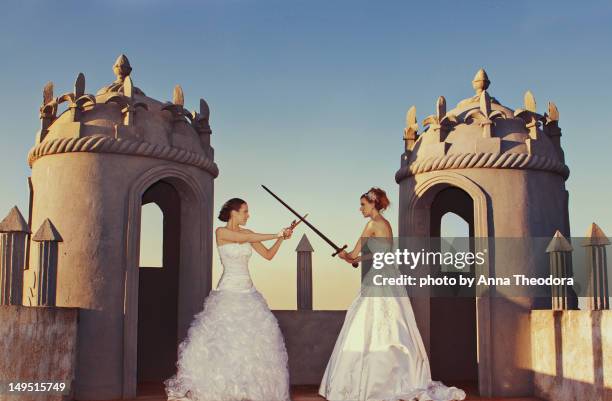 bride wars - sword fight stock pictures, royalty-free photos & images