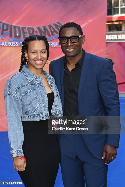 David Harewood and his daughter attend the "Spider-man: Across The Spider-Verse" Gala Screening at Cineworld Leicester Square on June 01, 2023 in...