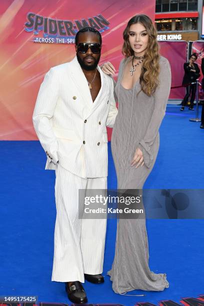 Shameik Moore and Hailee Steinfeld attend the "Spider-man: Across The Spider-Verse" Gala Screening at Cineworld Leicester Square on June 01, 2023 in...