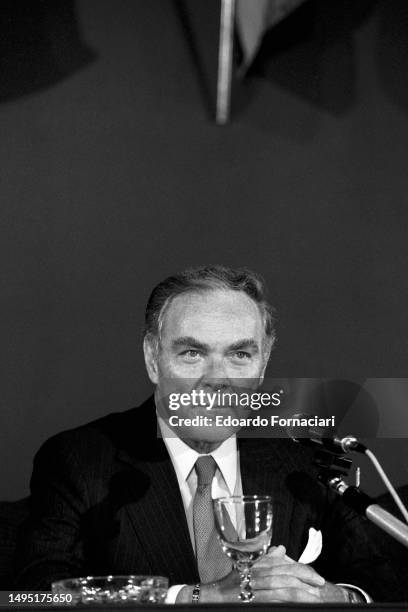 Secretary of State Alexander Haig during NATO press conference on international security and stability, Rome, Italy, May 5, 1981.