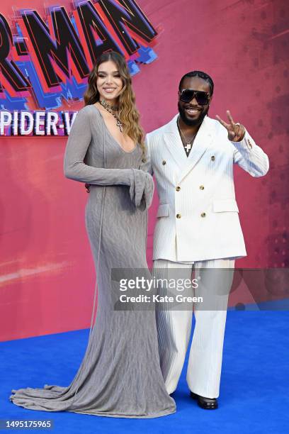 Hailee Steinfeld and Shameik Moore attend the "Spider-man: Across The Spider-Verse" Gala Screening at Cineworld Leicester Square on June 01, 2023 in...