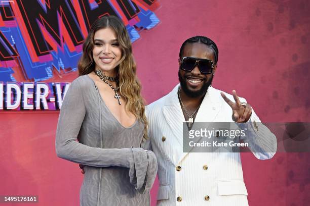Hailee Steinfeld and Shameik Moore attend the "Spider-man: Across The Spider-Verse" Gala Screening at Cineworld Leicester Square on June 01, 2023 in...