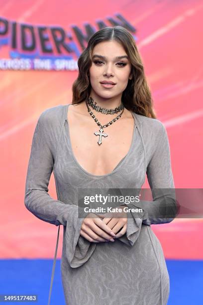 Hailee Steinfeld attends the "Spider-man: Across The Spider-Verse" Gala Screening at Cineworld Leicester Square on June 01, 2023 in London, England.