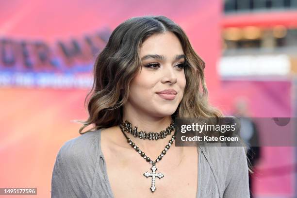 Hailee Steinfeld attends the "Spider-man: Across The Spider-Verse" Gala Screening at Cineworld Leicester Square on June 01, 2023 in London, England.