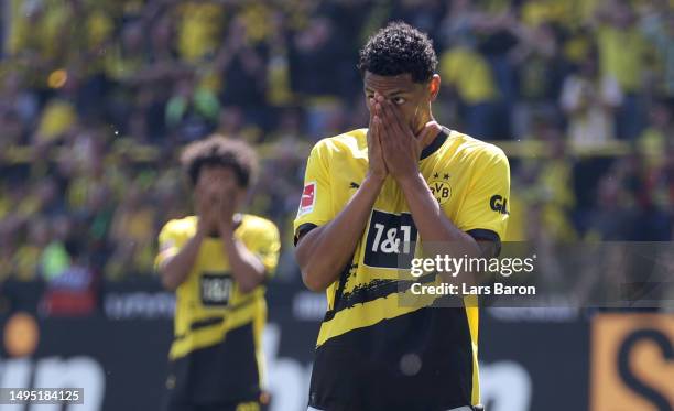 Sebastien Haller of Dortmund looks dejected during the Bundesliga match between Borussia Dortmund and 1. FSV Mainz 05 at Signal Iduna Park on May 27,...