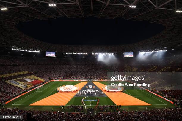 General view as fficials and players make their way out of the tunnel during the UEFA Europa League 2022/23 final match between Sevilla FC and AS...
