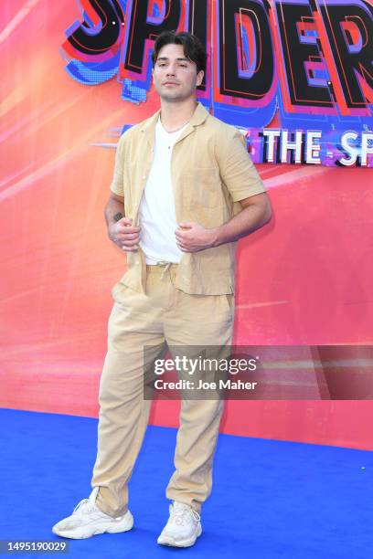 George Shelley attends the "Spider-man: Across The Spider-Verse" Gala Screening at Cineworld Leicester Square on June 01, 2023 in London, England.