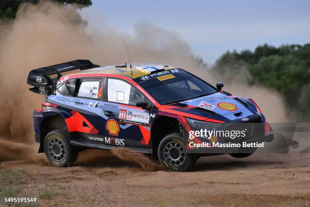 Esapekka Lappi of Finland and Janne Ferm of Finland compete with their Hyundai Shell Mobis WRT Hyundai i20 N Rally1 Hybrid during Day One of the FIA...