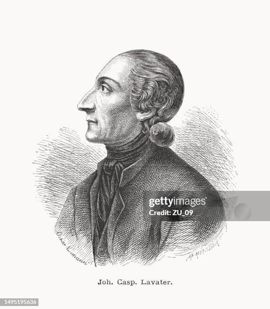 johann caspar lavater (1741-1801), swiss theologian, wood engraving, published 1877 - pastor stock illustrations