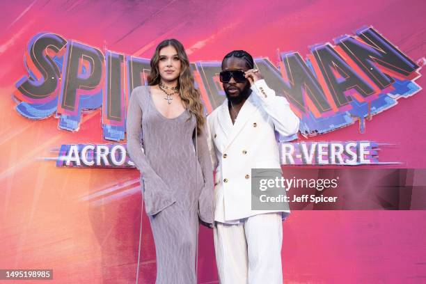 Hailee Steinfeld and Shameik Moore attend the "Spider-Man: Across The Spider-Verse" Gala Screening at Cineworld Leicester Square on June 01, 2023 in...
