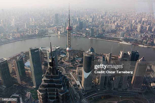 view from shanghai world financial centre - tarneberg oscar stock pictures, royalty-free photos & images
