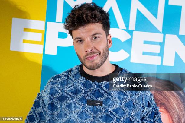 Blas Canto attends the "Epicentro" new album presentation by "Mantra" at Magno theatre on June 01, 2023 in Madrid, Spain.