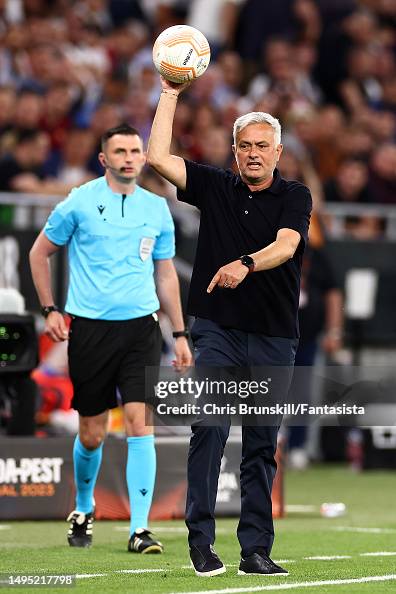 As Roma Coach AS Roma coach Jose Mourinho reacts on the touchline during the UEFA ...