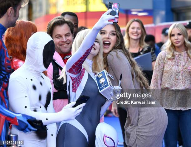 Hailee Steinfeld attends the "Spider-man: Across The Spider-Verse" Gala Screening at Cineworld Leicester Square on June 01, 2023 in London, England.