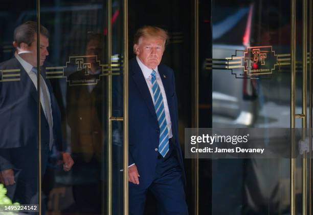 Former President Donald Trump leaves Trump Tower on May 31, 2023 in New York City.