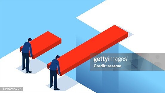 Competitive advantage, advantage versus disadvantage, effective strategic planning, one trader with a plank of sufficient length to pass through a gully another trader with a plank of insufficient length Competitive advantage, advantage versus disadvantage, effective strategic planning, one trader with a plank of sufficient length to pass through a gully another trader with a plank of insufficient length
