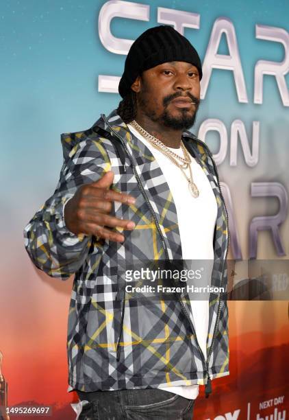 Marshawn Lynch attends FOX's Stars On Mars "The Mars Bar" VIP red carpet press preview at Scum and Villainy Cantina on June 01, 2023 in Hollywood,...
