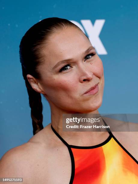 Ronda Rousey attends FOX's Stars On Mars "The Mars Bar" VIP red carpet press preview at Scum and Villainy Cantina on June 01, 2023 in Hollywood,...