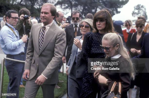 Actress Barbara Bel Geddes, actress Linda Gray and actress Charlene Tilton attend Jim Davis Memorial Service on May 1, 1981 at the Forest Lawn...