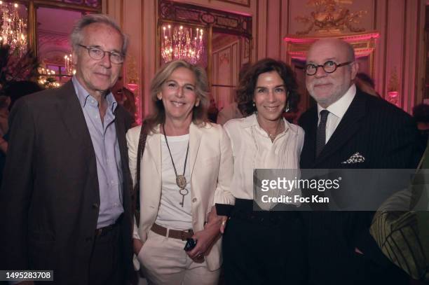 Olivier Orban, Anne Fulda, Christine Orban and Marc Lambron attend Prix Meurice 2023 Literary Award at Hotel on June 1, 2023 in Paris, France.