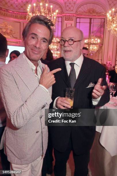 Vincent Darre and Marc Lambron attend Prix Meurice 2023 Literary Award at Hotel on June 1, 2023 in Paris, France.