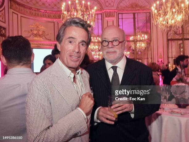 Vincent Darre and Marc Lambron attend Prix Meurice 2023 Literary Award at Hotel on June 1, 2023 in Paris, France.