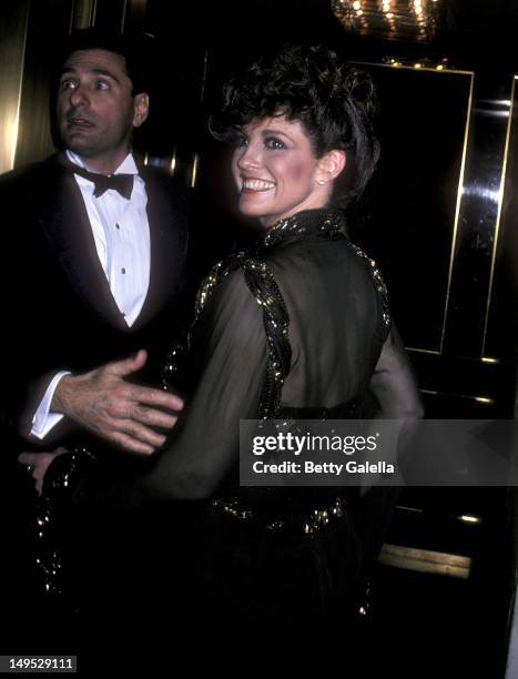 Actress Linda Gray and guest David Grant attend the Night of 100 Stars Gala to Benefit The Actors Fund of America - After Party on February 14, 1982...