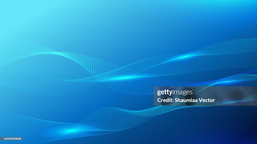 Complex Blue Wave Dynamic Blue Particle Wave On Dark Blue Abstract Background Abstract ...