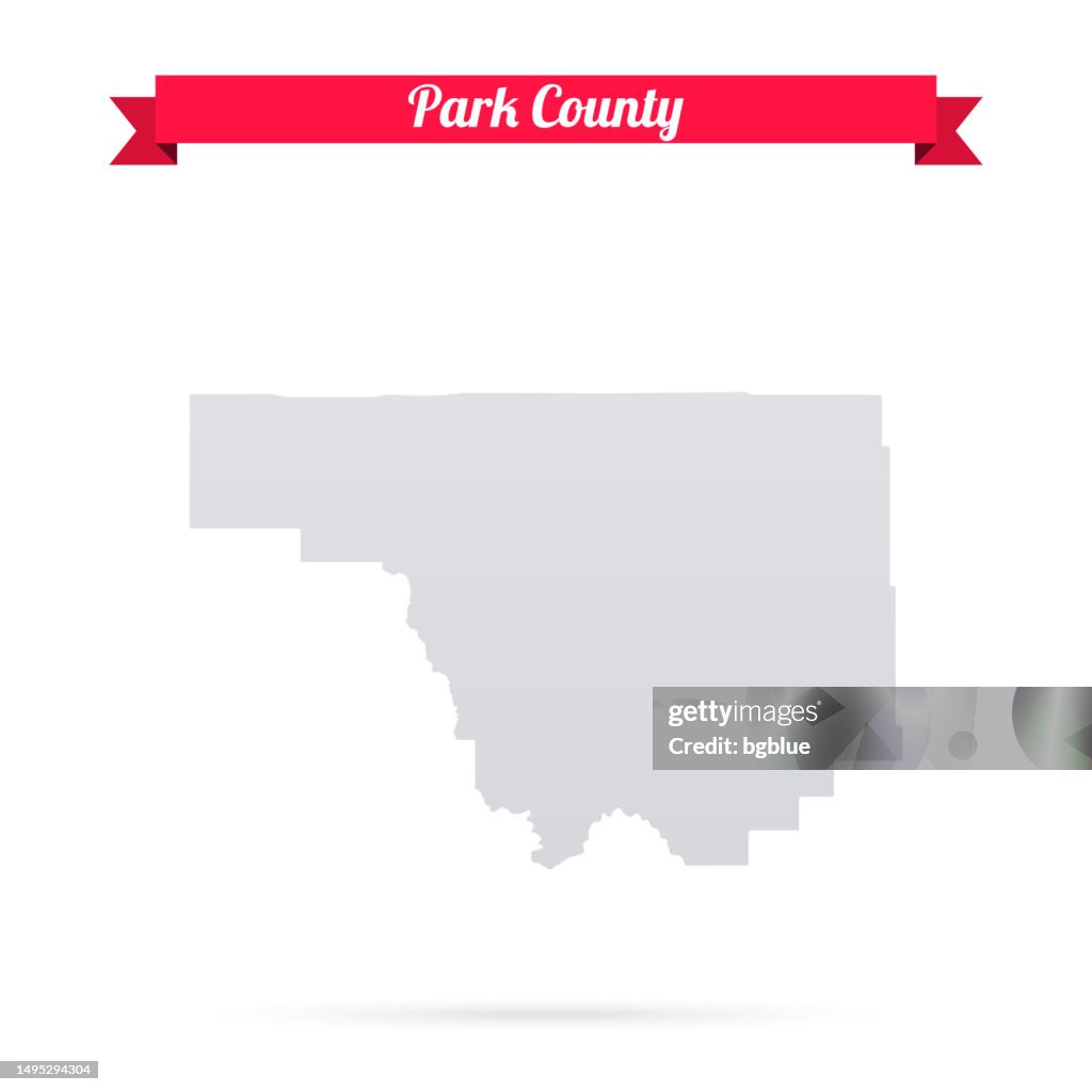 Park County, Wyoming. Map on white background with red banner