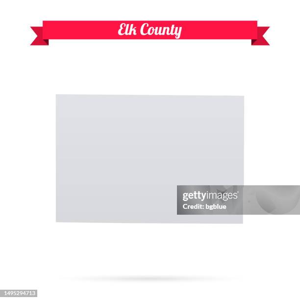 stockillustraties, clipart, cartoons en iconen met elk county, kansas. map on white background with red banner - elk