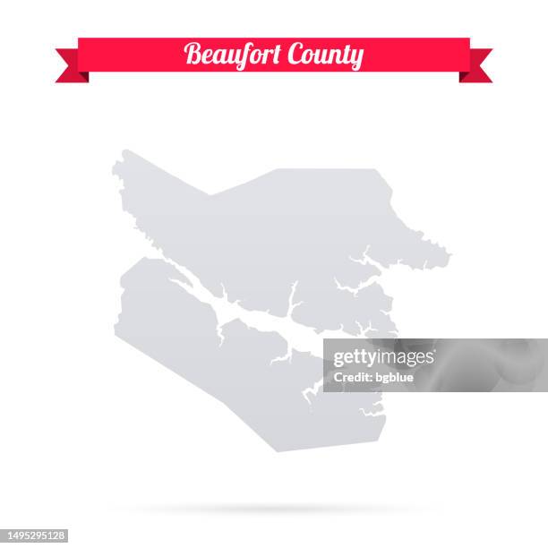 beaufort county, north carolina. map on white background with red banner - beaufort north carolina stock illustrations