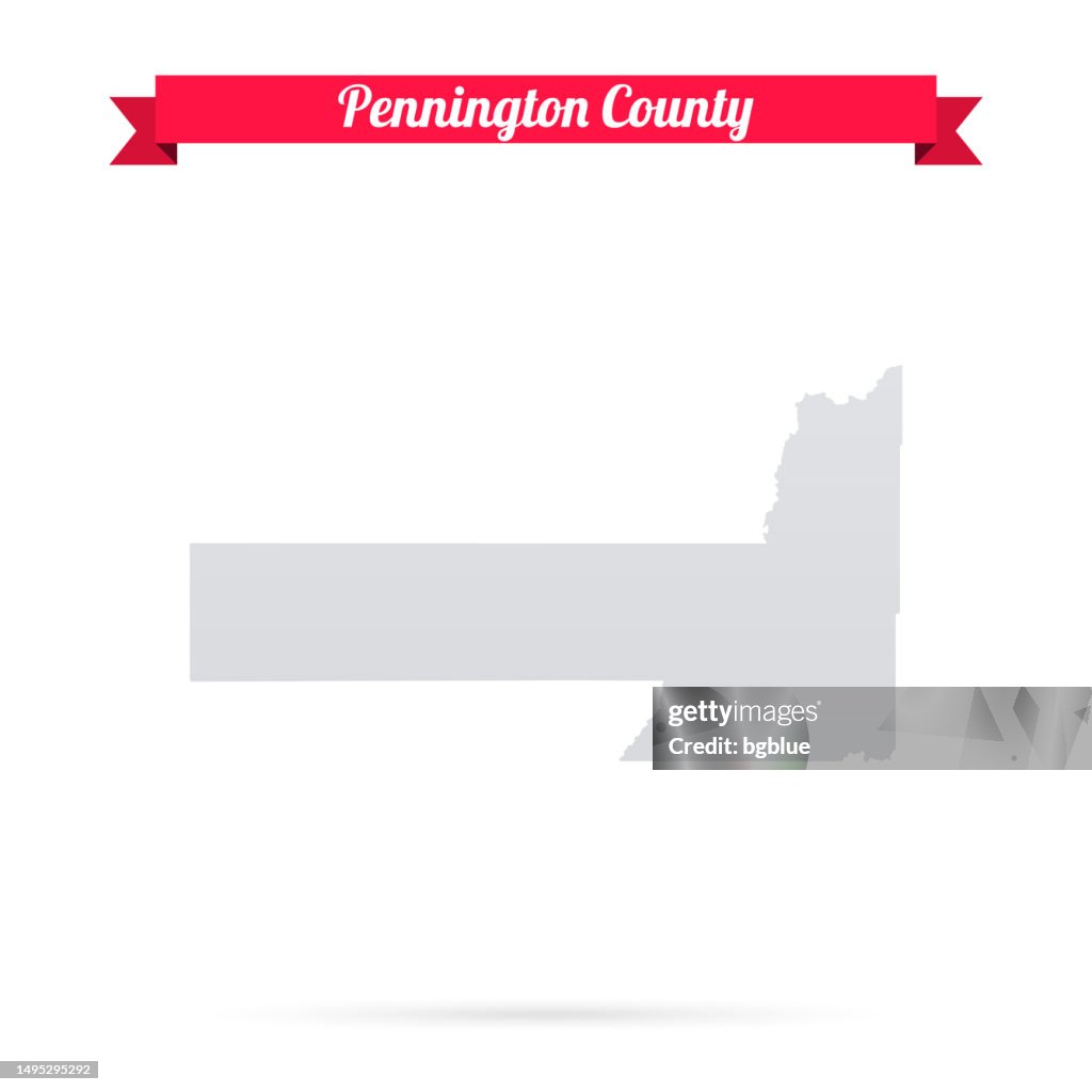 Pennington County, South Dakota. Map on white background with red banner