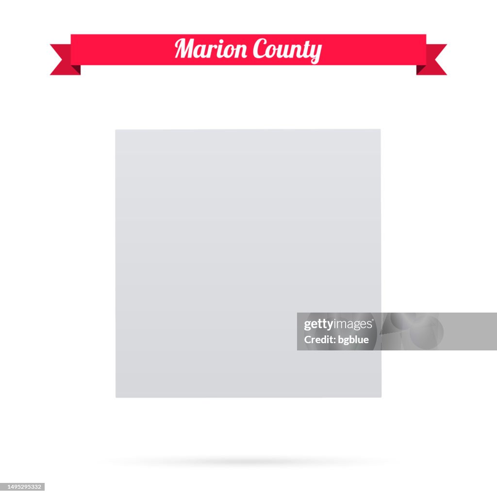 Marion County, Iowa. Map on white background with red banner
