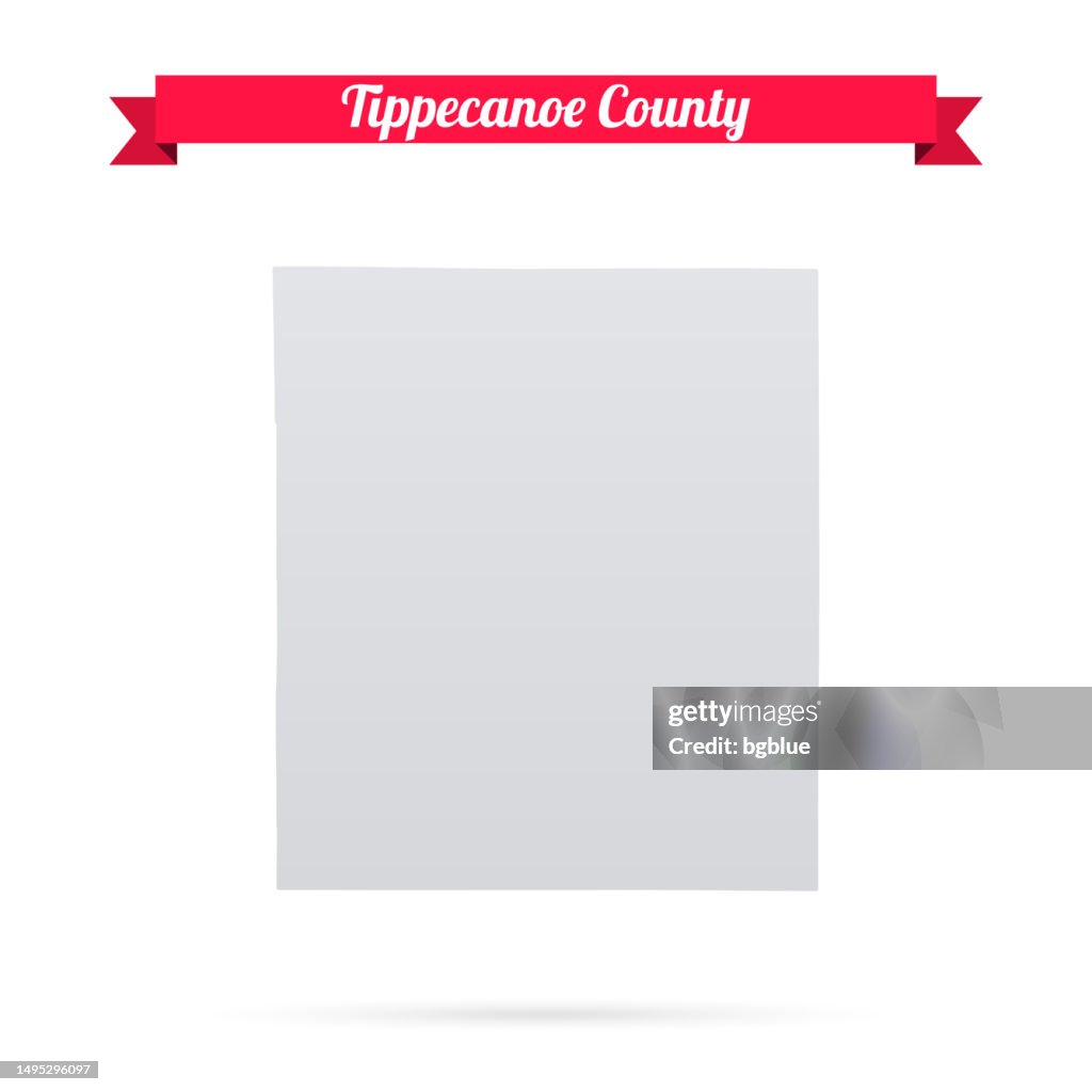 Tippecanoe County, Indiana. Map on white background with red banner