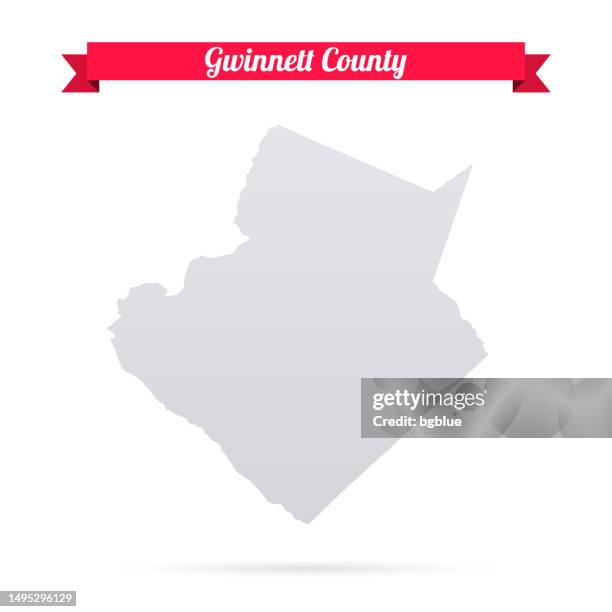 gwinnett county, georgia. map on white background with red banner - gray georgia stock illustrations