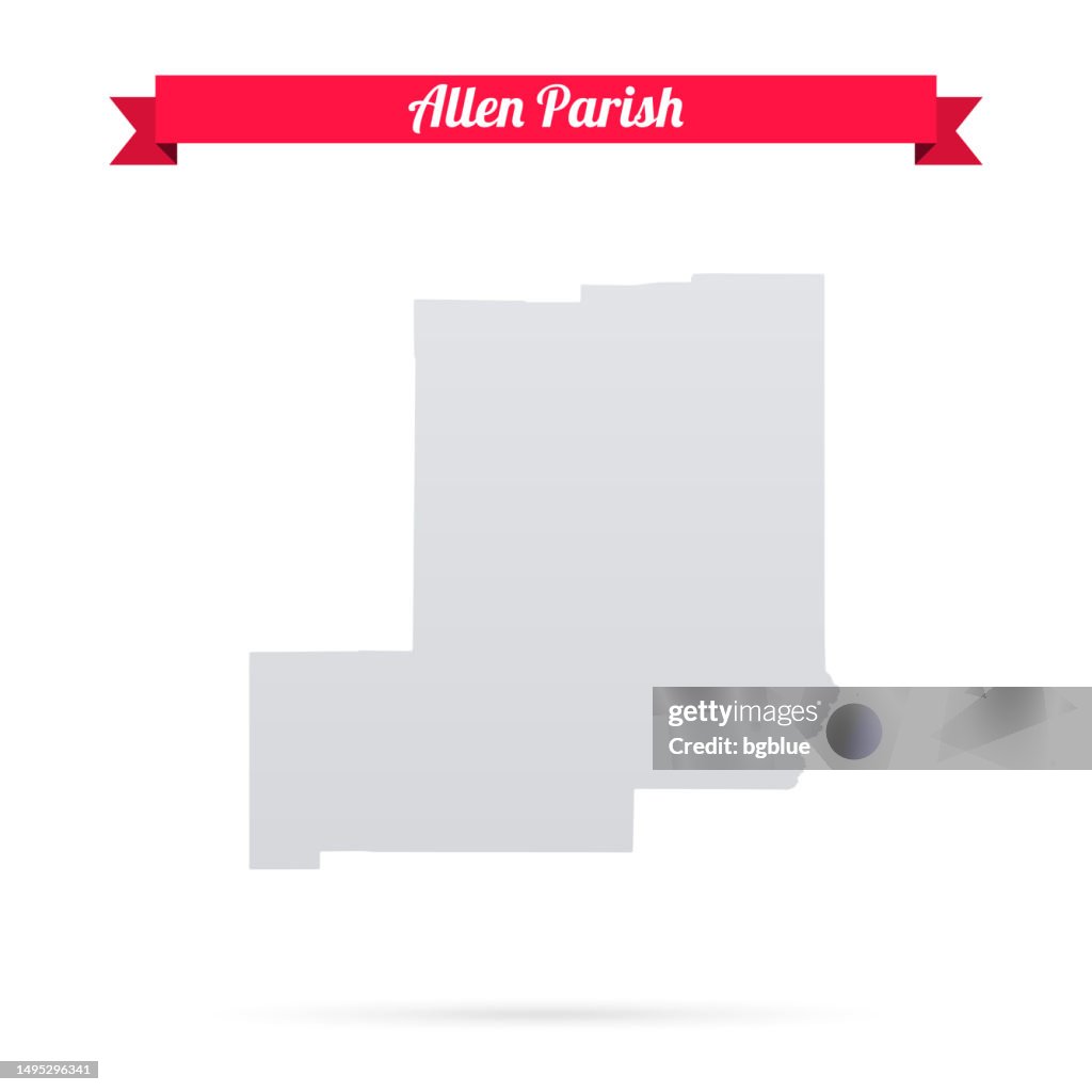 Allen Parish, Louisiana. Map on white background with red banner