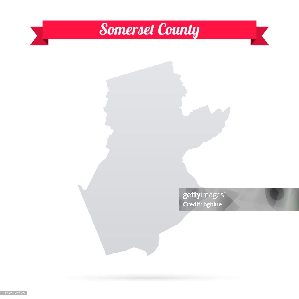 Somerset County, New Jersey. Map on white background with red banner