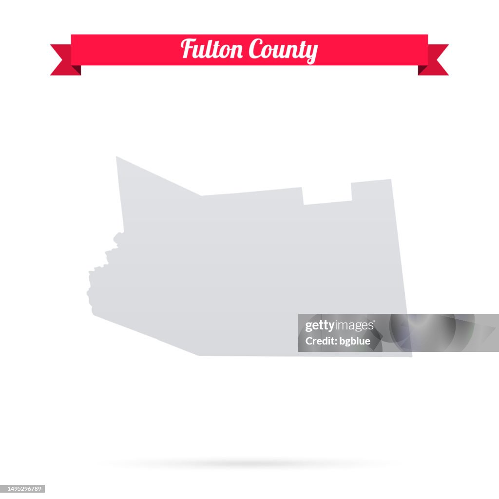 Fulton County, New York. Karte auf weißem Hintergrund mit rotem Banner