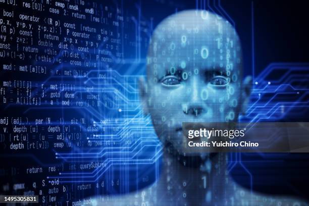 artificial intelligence robot and circuit - intelligenza artificiale foto e immagini stock
