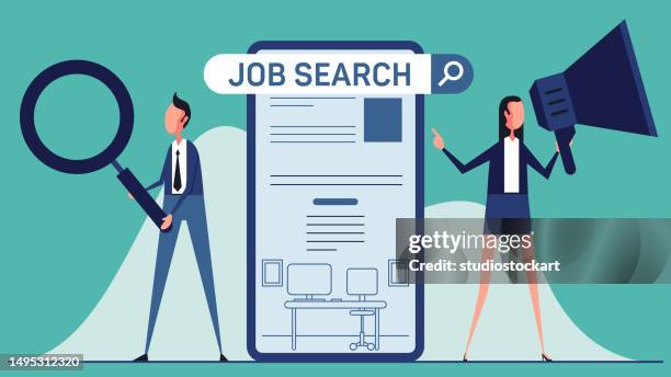 job search concept - recruiter cartoon stock illustrations